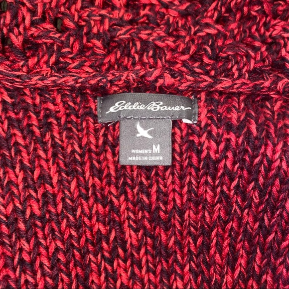 Eddie Bauer Red/Black Open Front Cardigan M - Picture 14 of 14